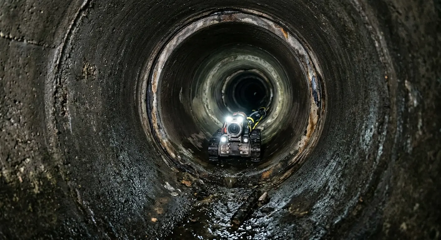 Robotic sewer camera inspecting pipe interior for Sewer Line Cleaning in Thurmont